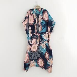 Wendy Williams Collection Womens XS/S Bold Paisley Jeweled Scarf Front Kimono